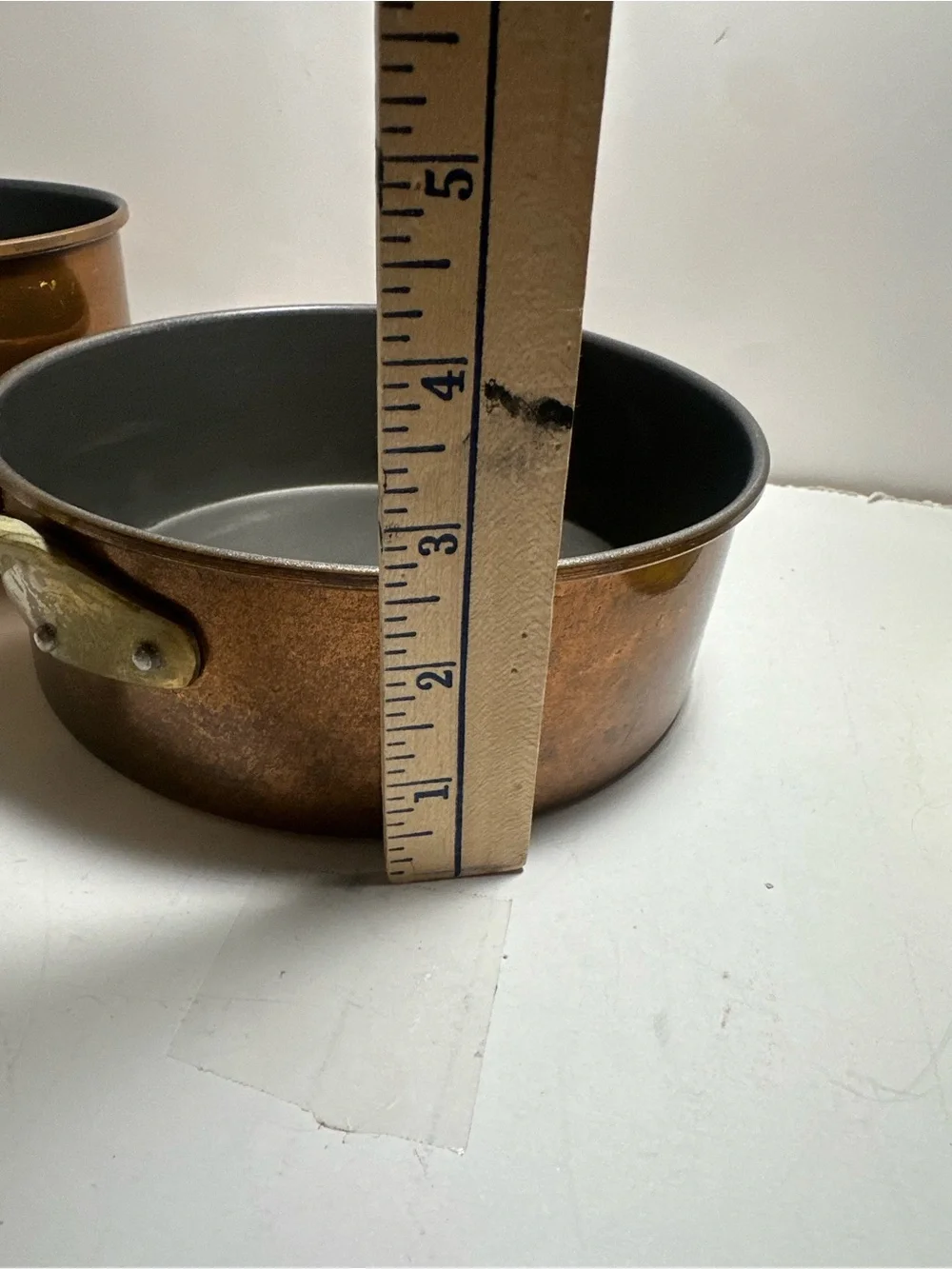 2 Copper Saucepan with Brass Handle and Teflon interior- Home Kitchen